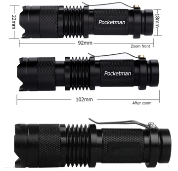 Mini Black 2000LM Waterproof Flashlight.